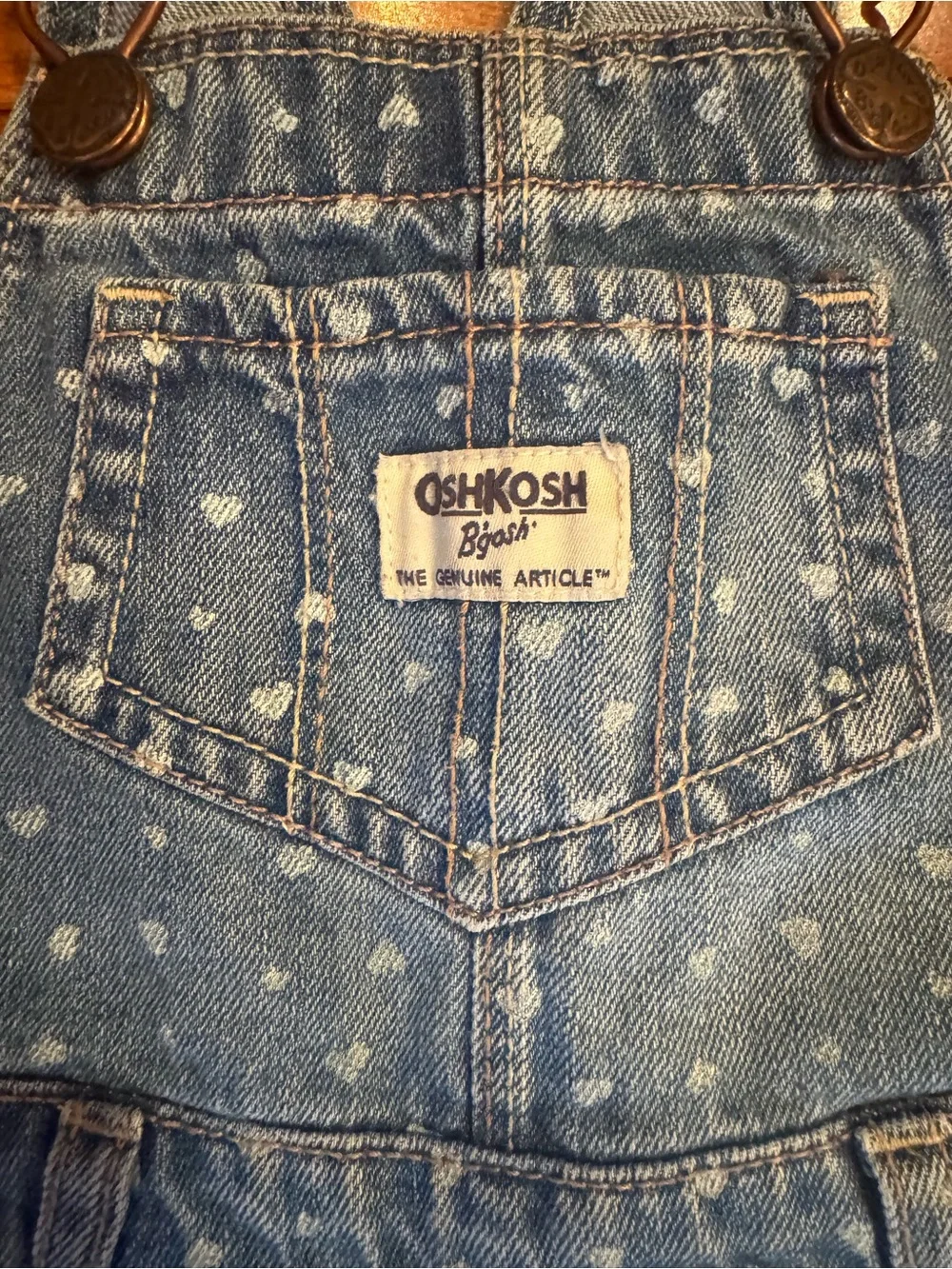 OshKosh B'gosh Baby Girls Denim Heart Print Bib Overalls 2T